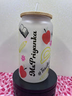 Teacher Glass Can, Teacher Appreciation Glass Can, Teacher Gifts, Teacher Appreciation Gifts,Teacher Year end Gifts, Teacher, Glass Tumbler