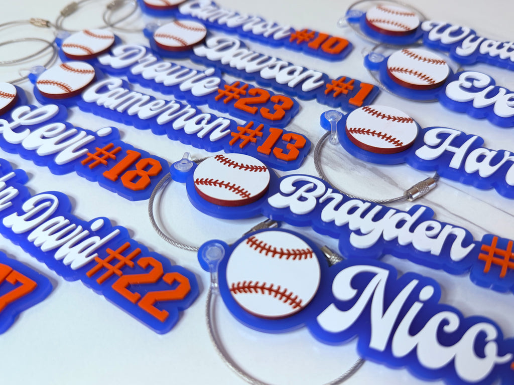 Personalized Baseball Bag Tag | Custom Player Name & Number Tag | Sports Team Luggage Tag