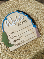 Personalized Fishing-Themed Baby Birth Announcement Sign