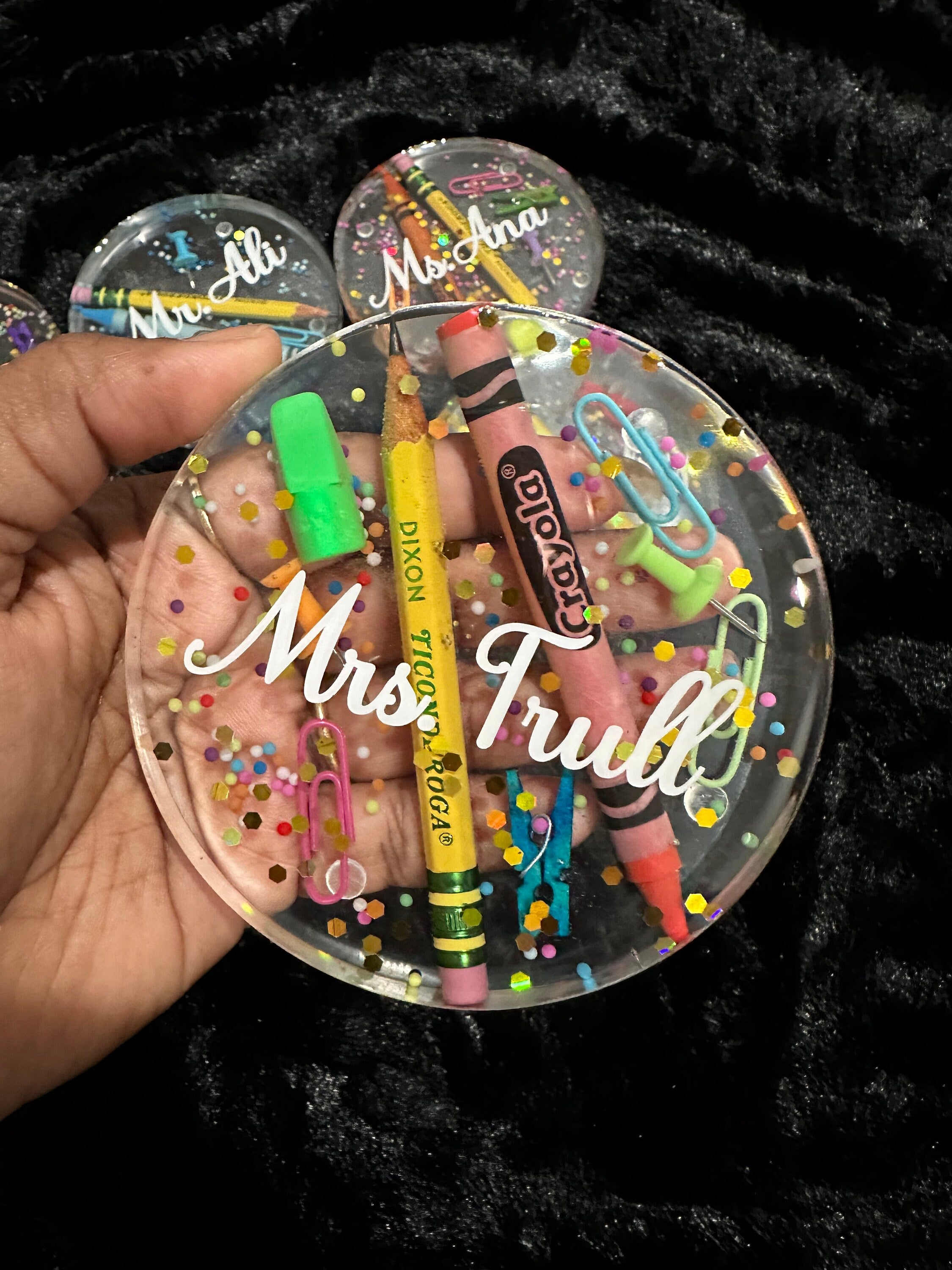 Personalized Teacher Coasters/Custom Teacher Coasters/Teachers Gift/Teacher Coasters/Crayon and Pencil Coasters|Teacher Appreciation Gifts