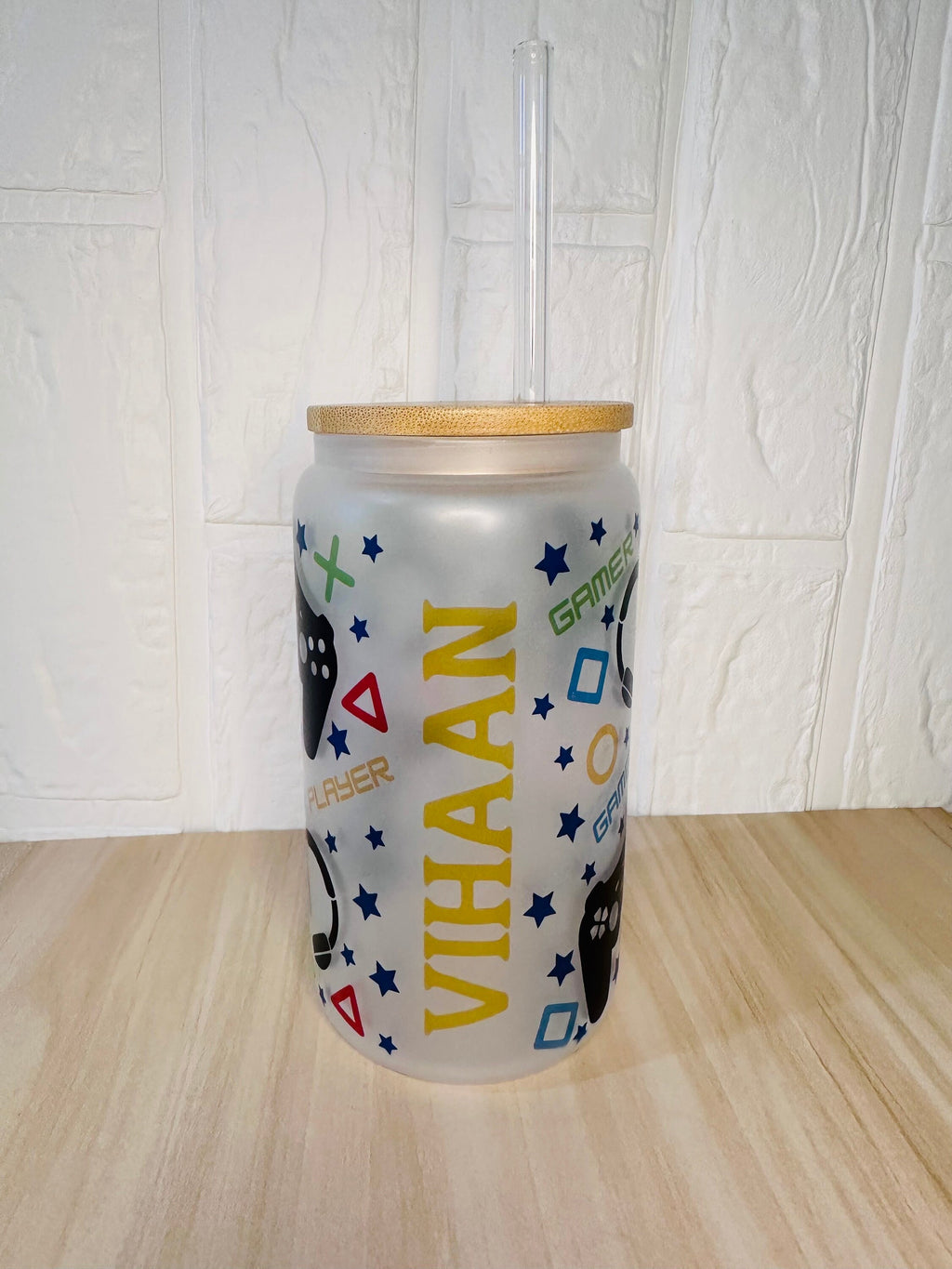 Gamer Glass Can, 16oz Libby Glass can, 12oz Glass can, Gifts for Boys, Frosted Glass Tumbler, Gamer Glass Tumbler, Glass Tumbler, Glass Can