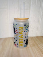 Gamer Glass Can, 16oz Libby Glass can, 12oz Glass can, Gifts for Boys, Frosted Glass Tumbler, Gamer Glass Tumbler, Glass Tumbler, Glass Can