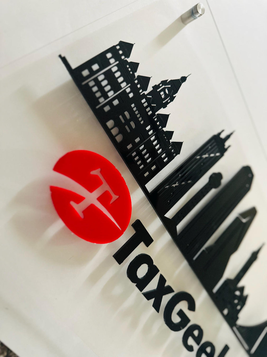 Custom Acrylic Business Logo Sign with City Skyline | Personalized Office Decor | Business Sign | Business Branding | Office Sign | Decor