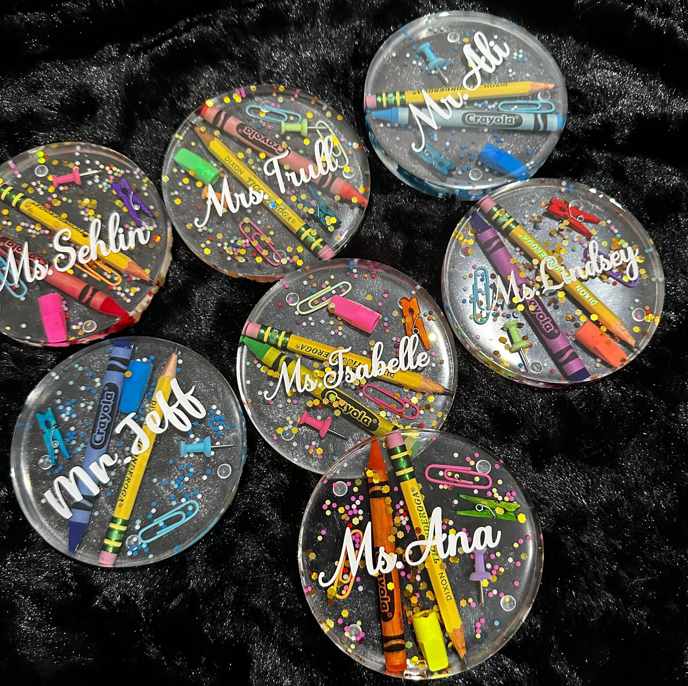 Personalized Teacher Coasters/Custom Teacher Coasters/Teachers Gift/Teacher Coasters/Crayon and Pencil Coasters|Teacher Appreciation Gifts