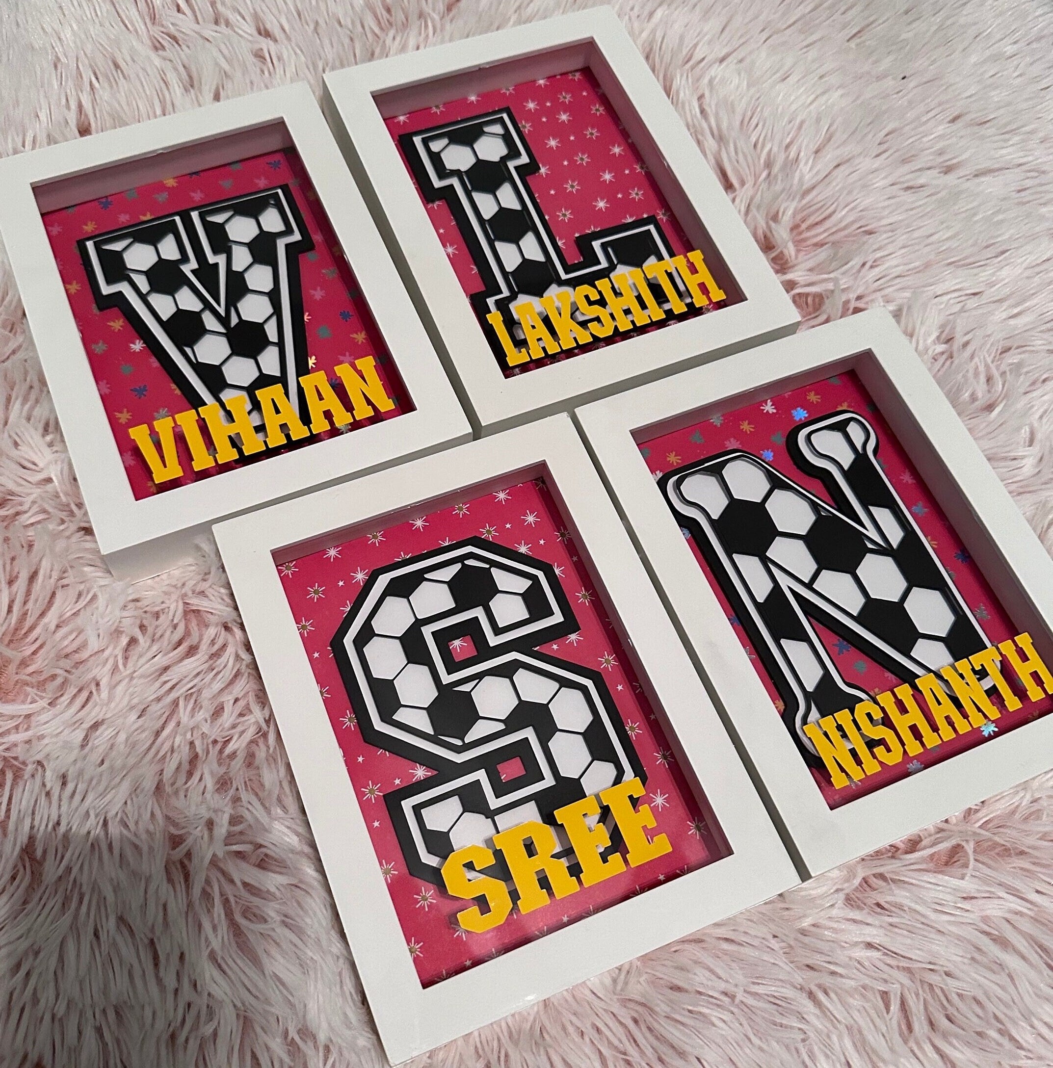 Soccer Ball Alphabet Layered Shadow Box,Layered Shadow Box,Shadow Box,Shadow Box for Kids Room,Wall Display