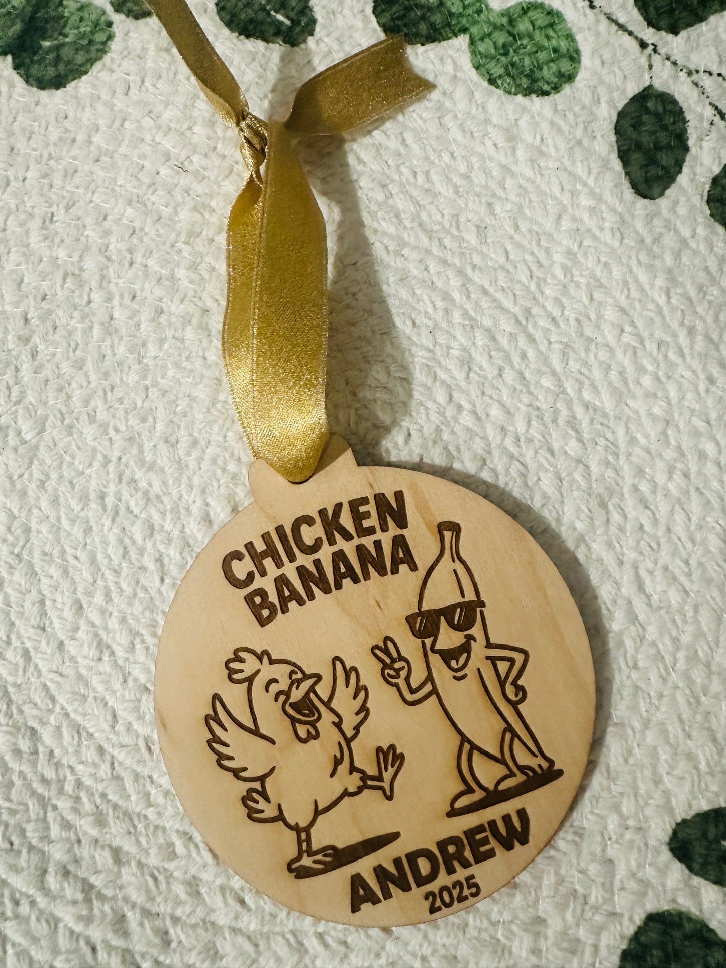 Chicken Banana Personalized Ornament