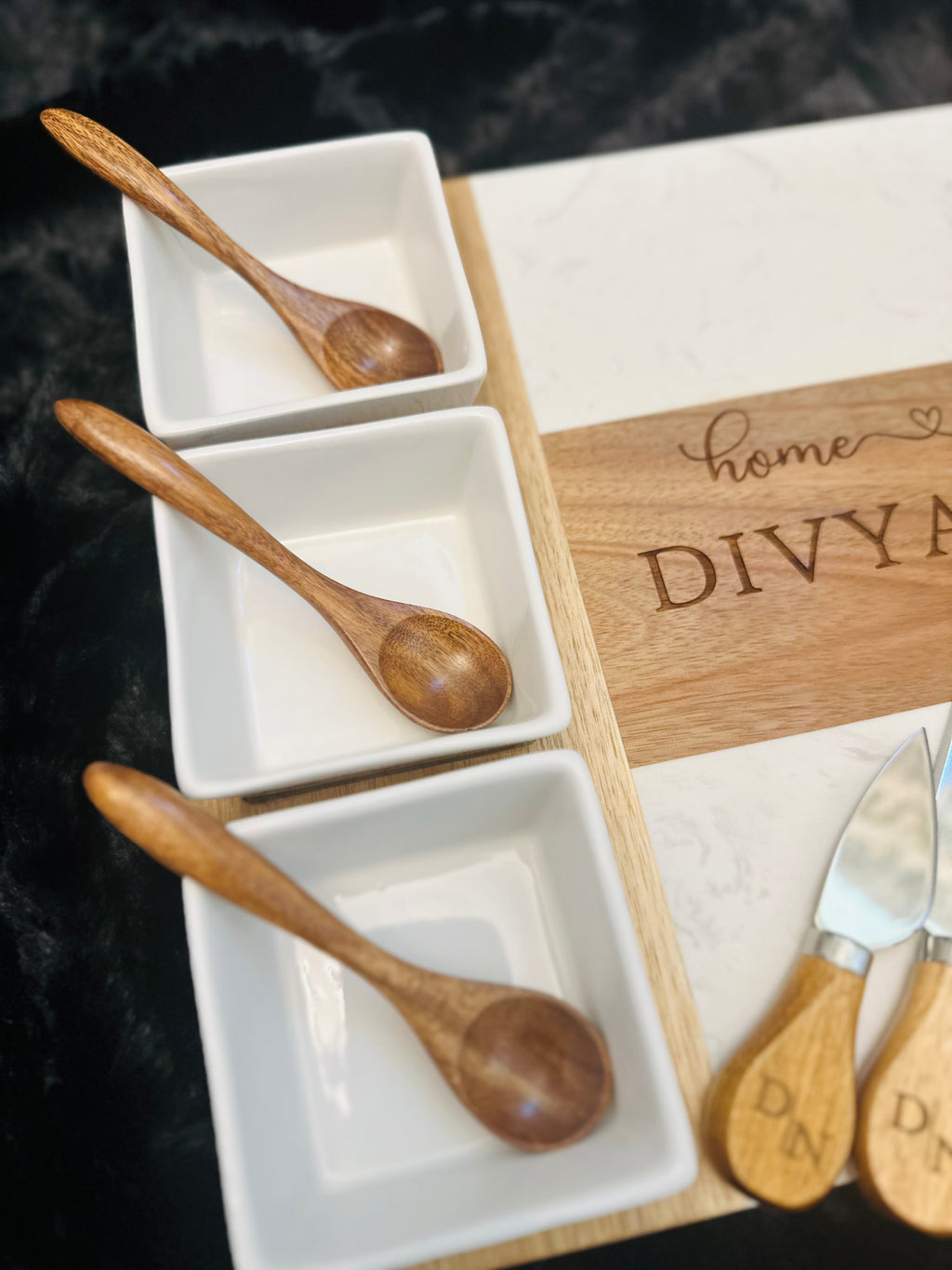 Custom Marble & Wood Charcuterie Board Gift Set – Personalized or Branded