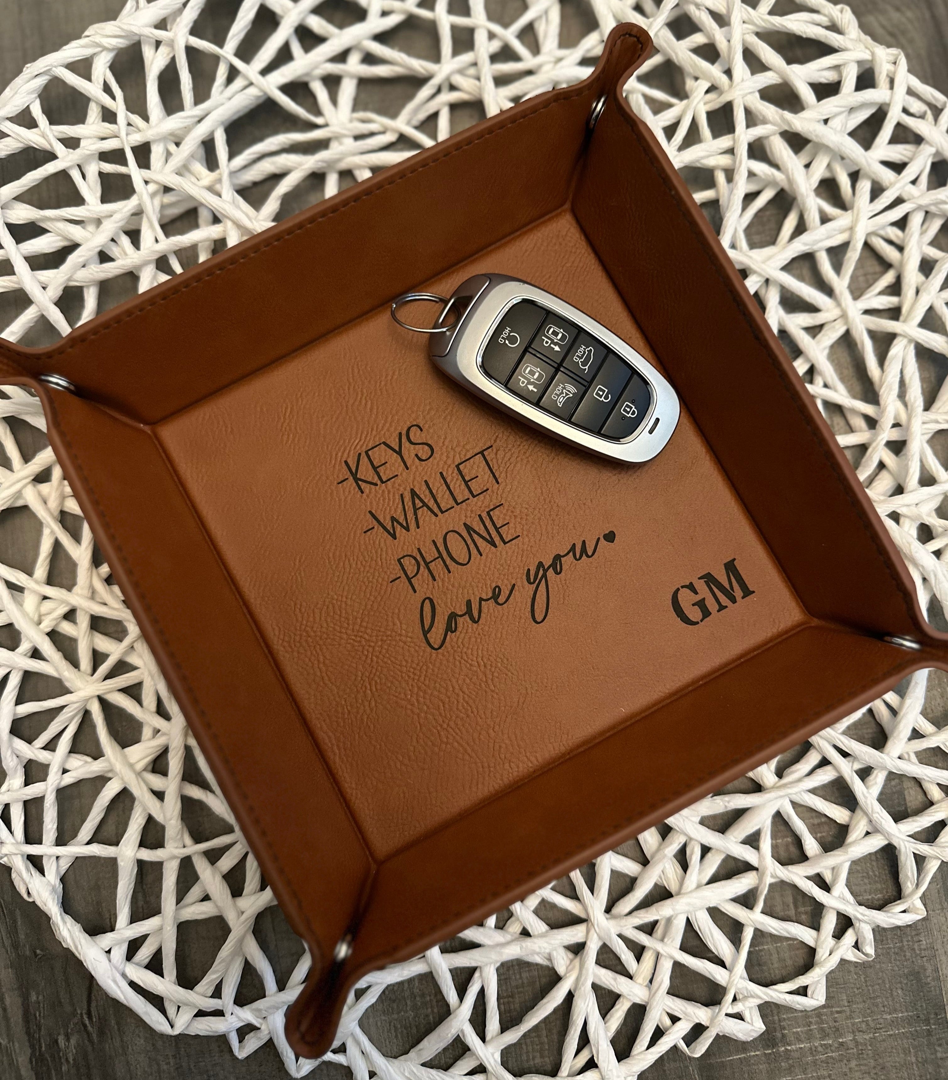 Custom Leather Valet Tray – Engraved with Logo or Initials | Perfect Corporate Gift