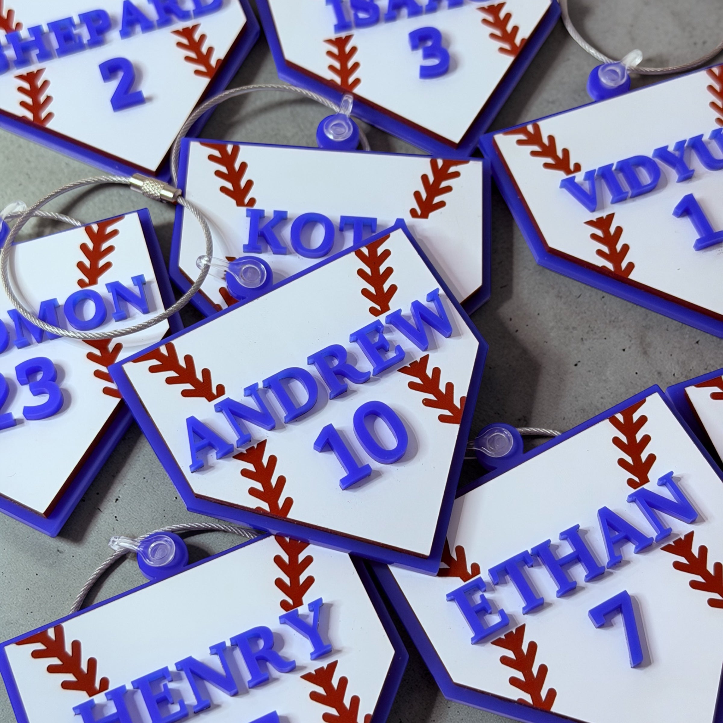 Personalized Baseball Bag Tag | Custom Player Name & Number Tag | Sports Team Luggage Tag