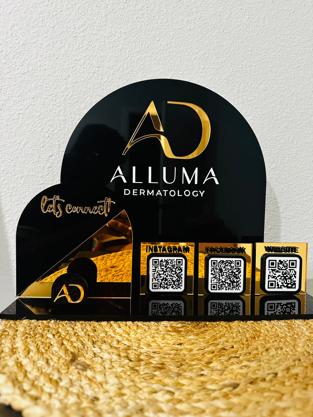 Custom Business QR Code Display Sign with Business card Holder