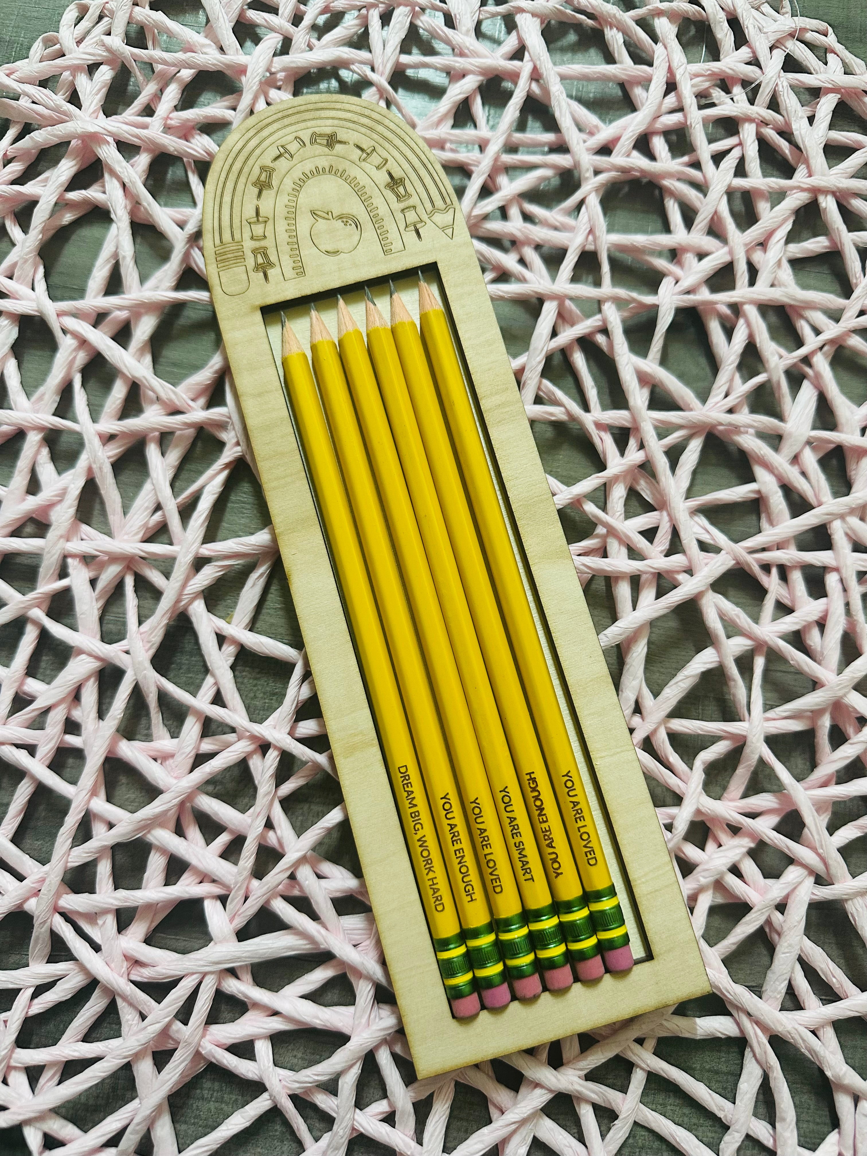 Engraved Pencils, Engraved pencils with Holder,Custom Pencils, Engraved Pencils, Backtoschool Pencils,Custom Affirmation Pencils Gifts