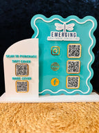 Custom Acrylic wavy QR Code Sign | Personalized Business Display Stand