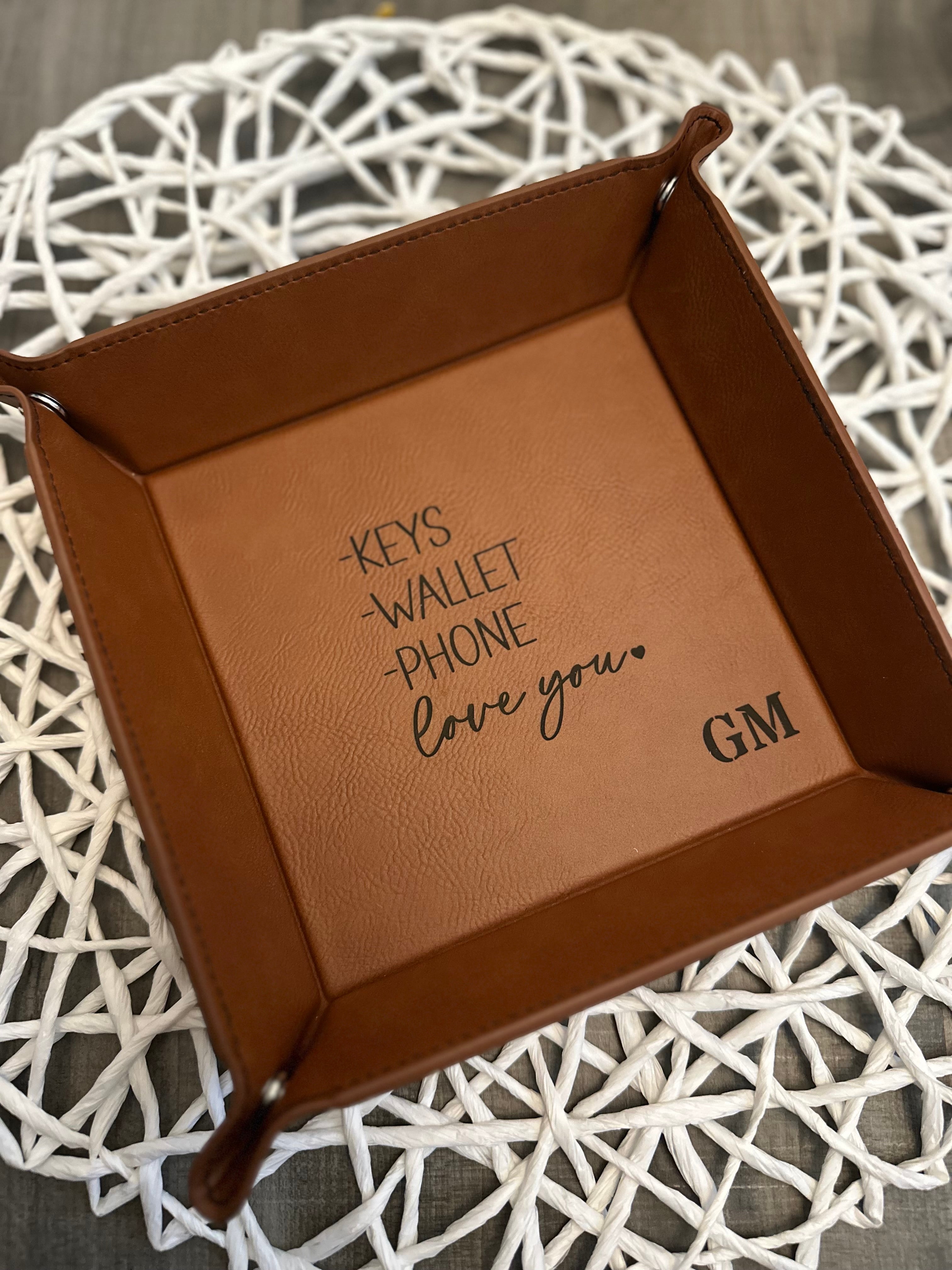 Custom Leather Valet Tray – Engraved with Logo or Initials | Perfect Corporate Gift