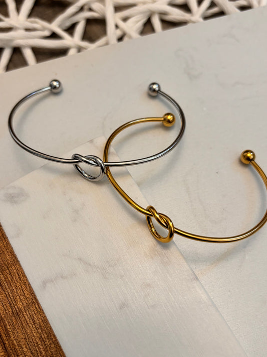 Heart Knotted cuff Bracelet with Add-on Charms