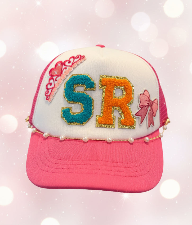 Custom Trucker Hat with Initial & Patches