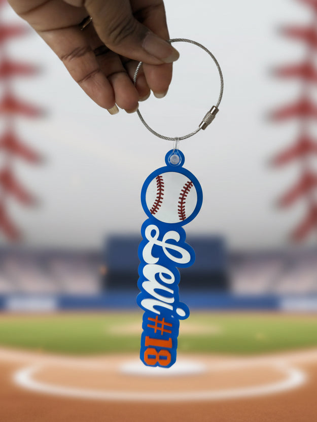 Personalized Baseball Bag Tag | Custom Player Name & Number Tag | Sports Team Luggage Tag