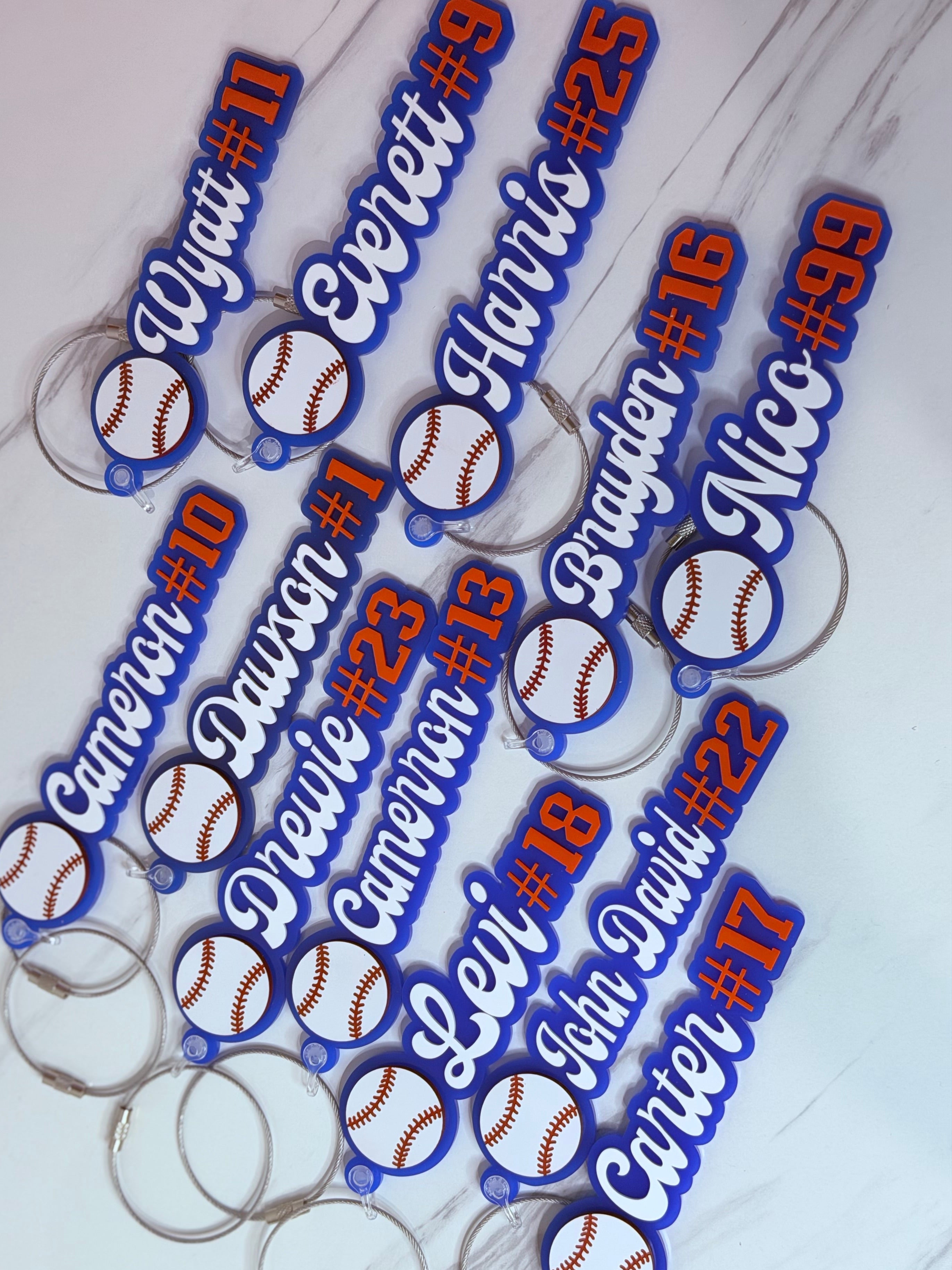 Personalized Baseball Bag Tag | Custom Player Name & Number Tag | Sports Team Luggage Tag