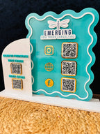 Custom Acrylic wavy QR Code Sign | Personalized Business Display Stand