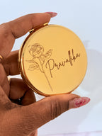 Gold Compact Mirrors with Birth Flower