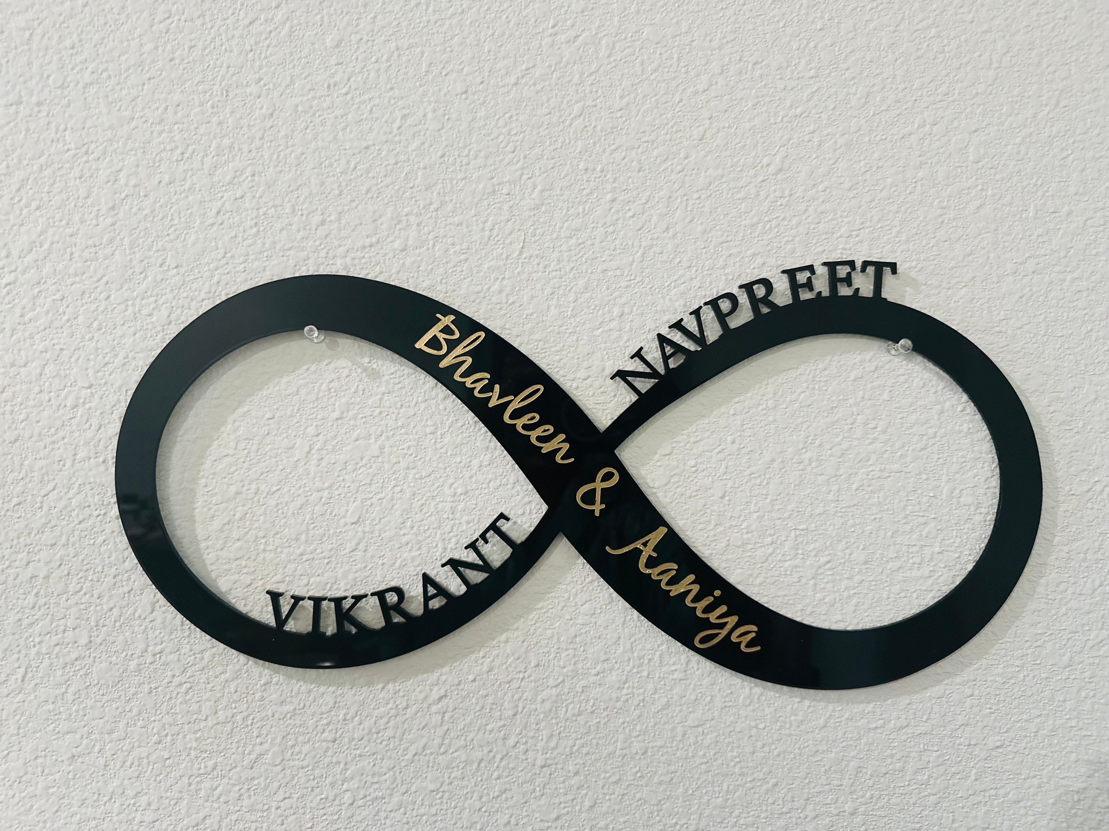 Custom Infinity Family Name Sign Acrylic/Wood