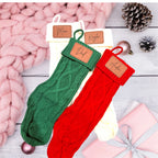 Personalized Knit Christmas Stockings – Laser Engraved Name Patch