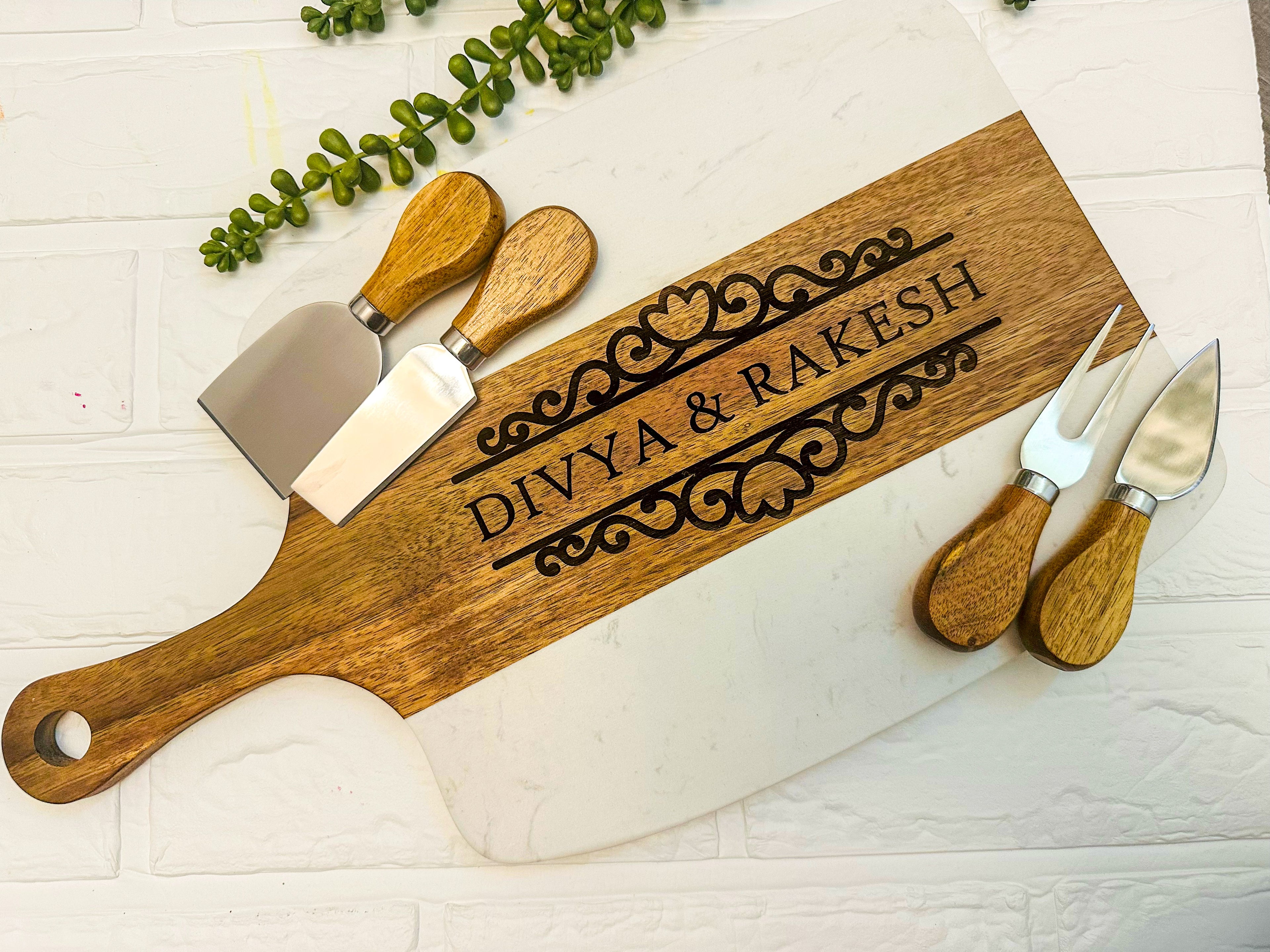 Custom Marble & Wood Charcuterie Board Gift Set – Personalized or Branded