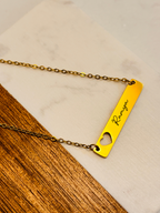 Personalized Name Bar Heart Cutout Necklace – Custom Engraved | Anti-Tarnish, Hypoallergenic Jewelry