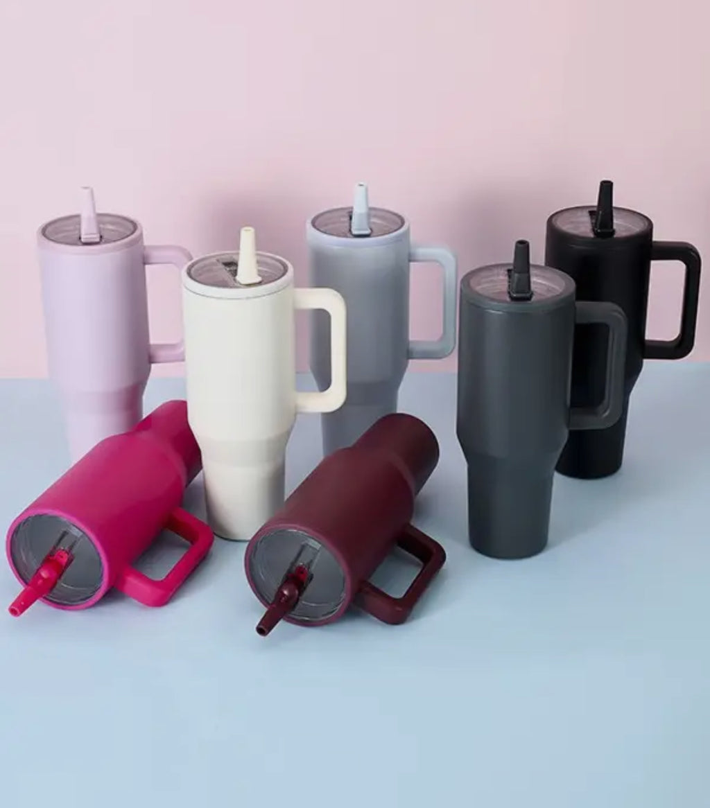 Custom 40oz Vacuum Tumbler – Personalized Logo or Name | Insulated Travel Mug with Straw