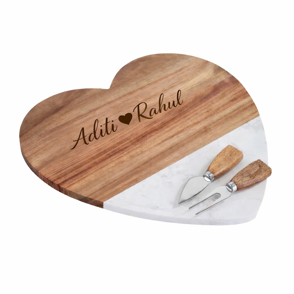 Custom Wood and Marble Heart Cutting Board, Valentine Gifts, Wedding Gifts, Housewarming Gifts