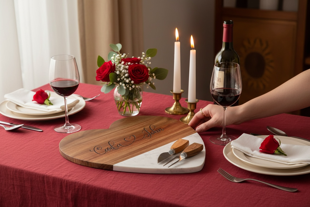 Custom Wood and Marble Heart Cutting Board, Valentine Gifts, Wedding Gifts, Housewarming Gifts