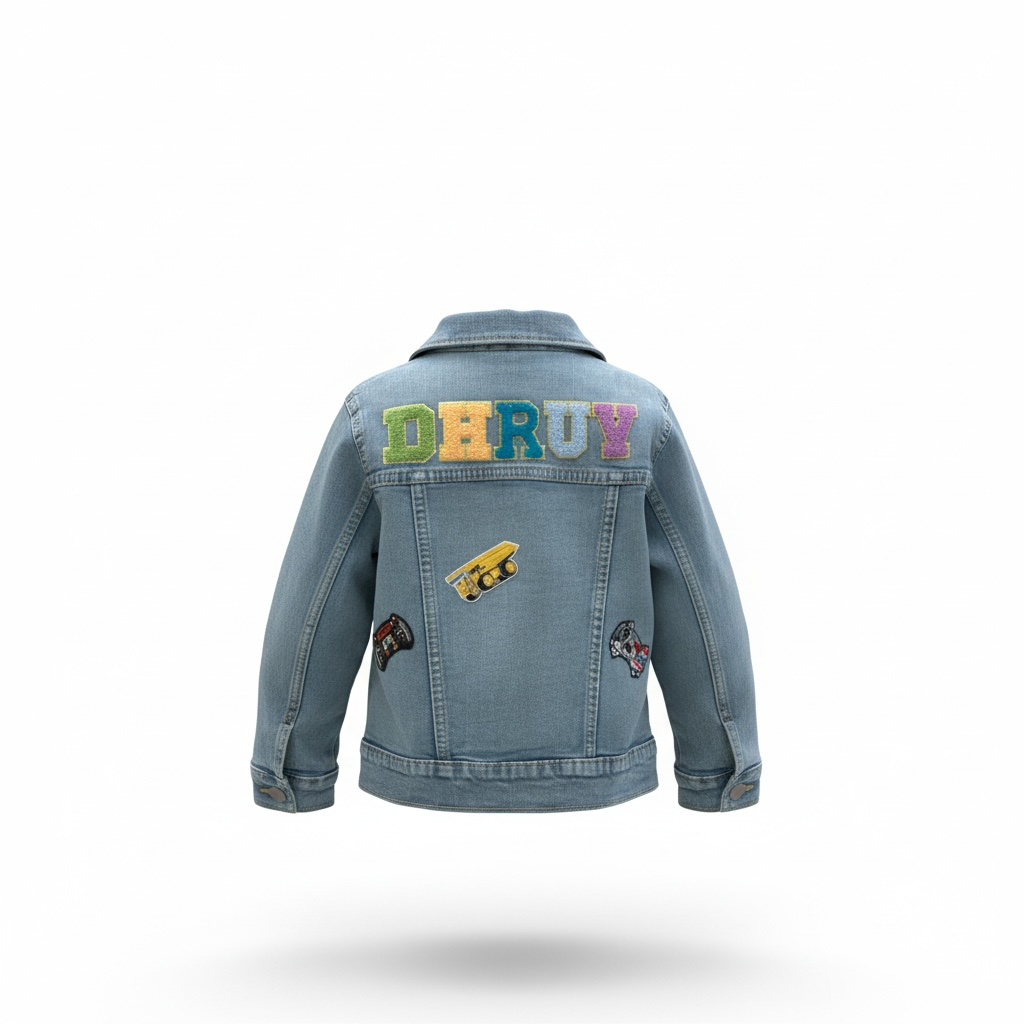 Custom Kids Denim Jacket with Name & Patches | Personalized Unisex Jean Jacket