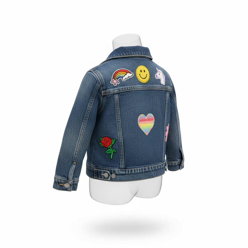 Custom Kids Denim Jacket with Name & Patches | Personalized Unisex Jean Jacket