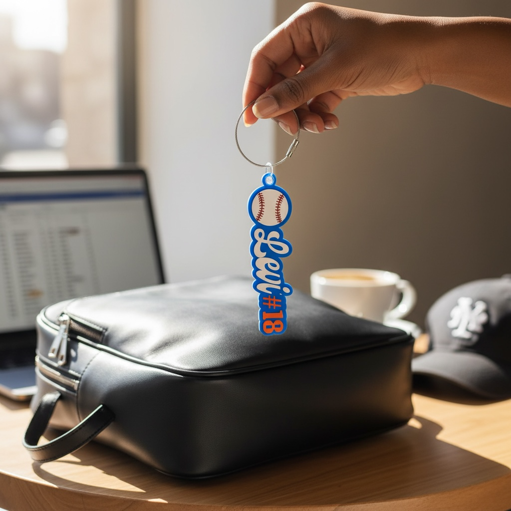 Personalized Baseball Bag Tag | Custom Player Name & Number Tag | Sports Team Luggage Tag
