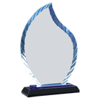 8" Clear Flame Accent Glass on Blue & Black Reflective Base