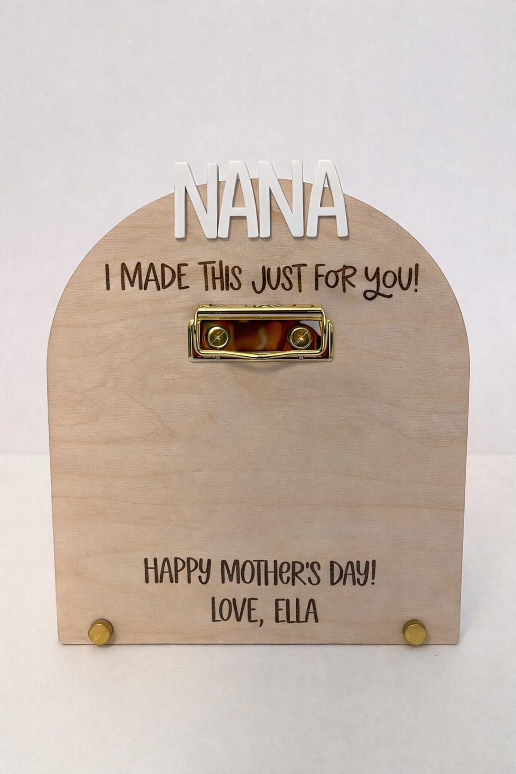 Personalized Mother’s Day Clipboard Sign | Custom Grandma Gift | Kids Artwork Display Board | Engraved Wood + Acrylic Name Sign