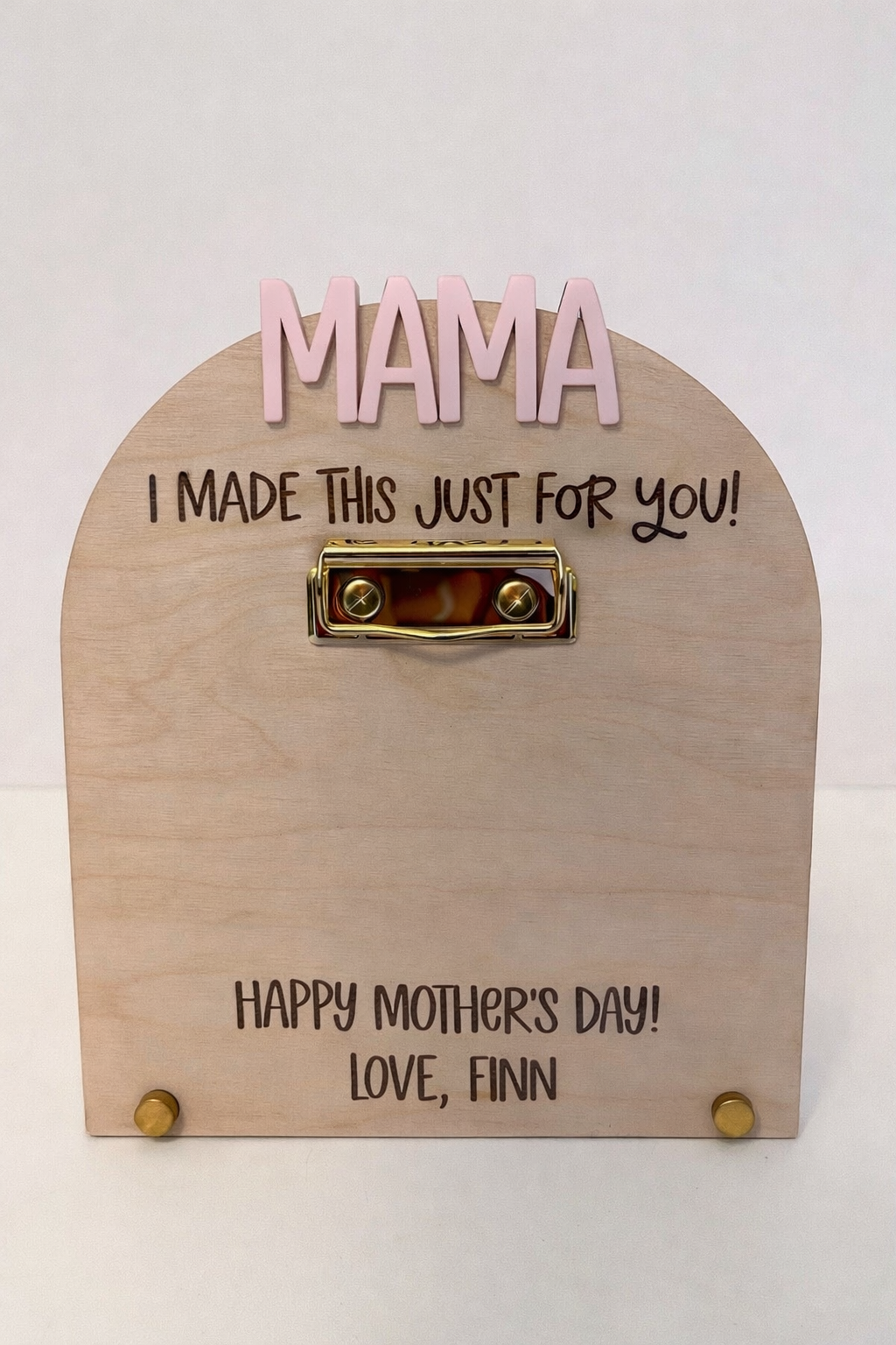 Personalized Mother’s Day Clipboard Sign | Custom Grandma Gift | Kids Artwork Display Board | Engraved Wood + Acrylic Name Sign