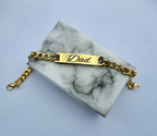 Father’s Day Personalized Bracelet | Custom Engraved Dad Bracelet | Gold, Silver & Braided Leather