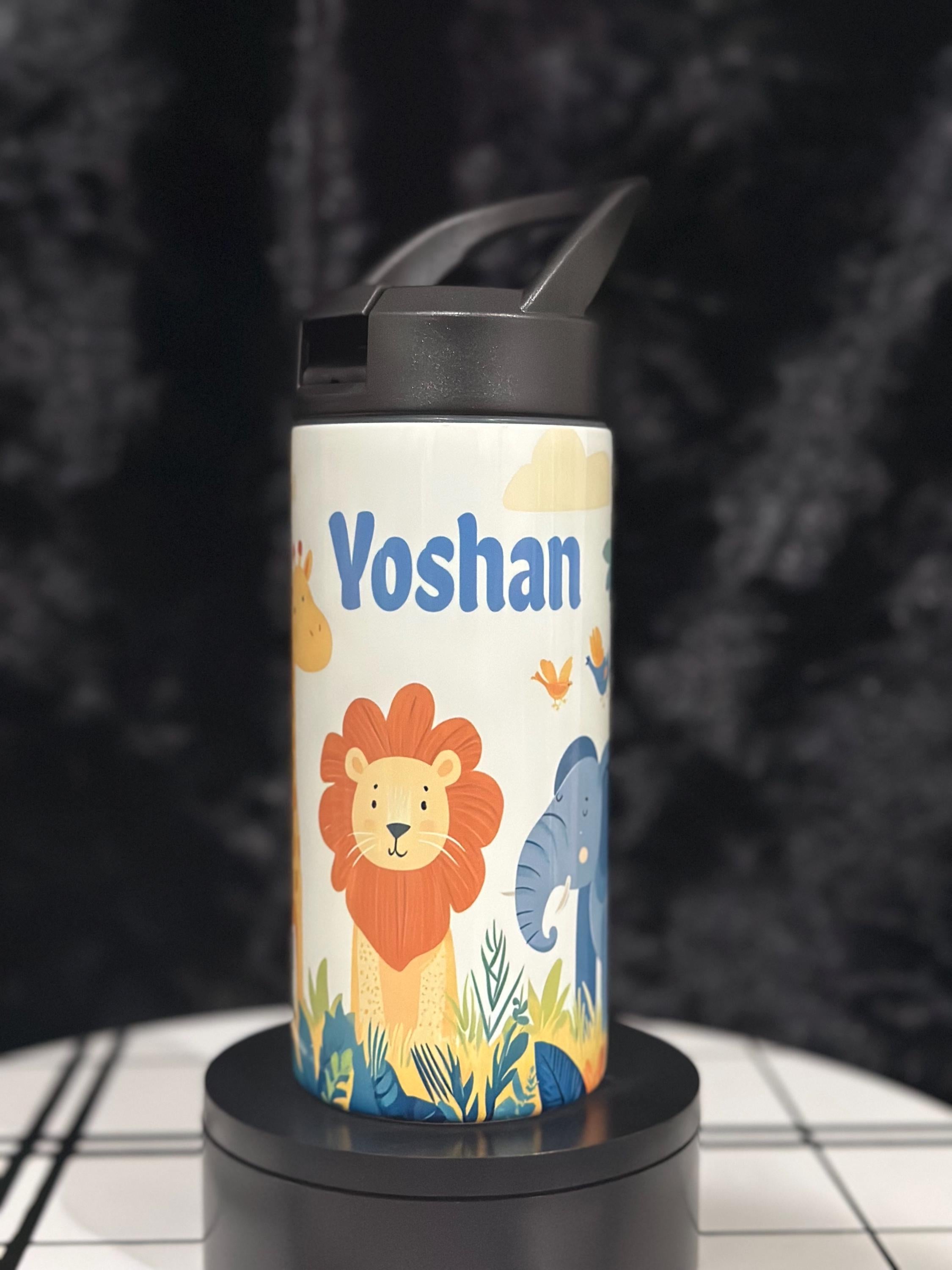 Safari Animals Tumbler, Custom Water Tumbler, 16oz 20oz Custom Tumbler, Water Tumbler for Kids, School Water Bottle, Kids Return Gifts