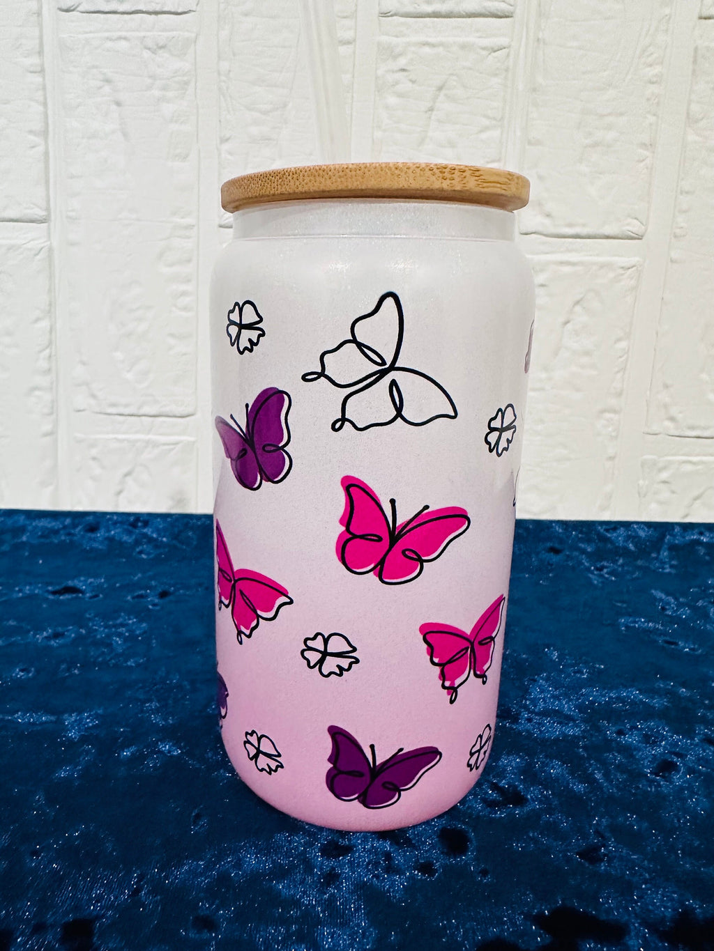 16oz Libby Glass can, Gradient Ombre Pink Glass can, Gifts for Girls, Shimmer Glass Tumbler, 16oz Glass Tumbler, Glass Tumbler, Glass Cup