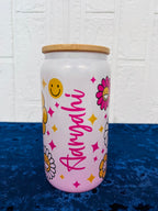 16oz Libby Glass can, Gradient Ombre Pink Glass can, Gifts for Girls, Shimmer Glass Tumbler, 16oz Glass Tumbler, Glass Tumbler, Glass Can