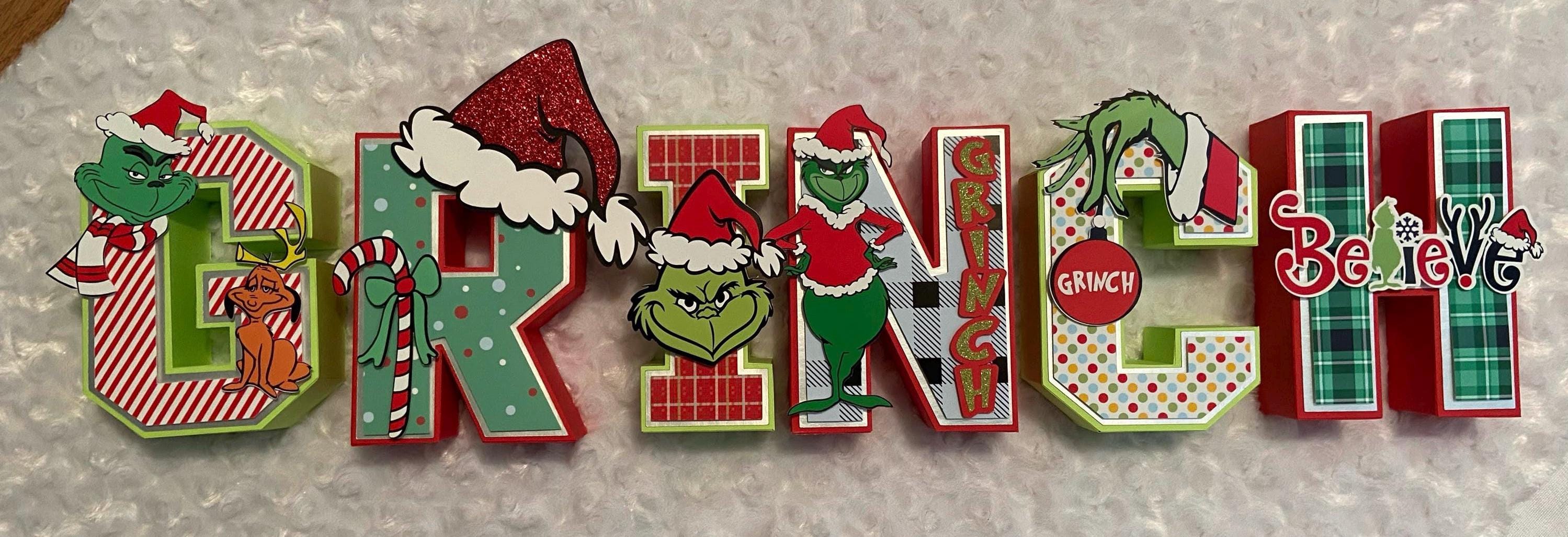 Grinch Christmas Themed 3D Paper Letters, 3d letters, Grinch 3d letters, Grinch , Christmas table decor, Christmas Grinch, Cardstock letters