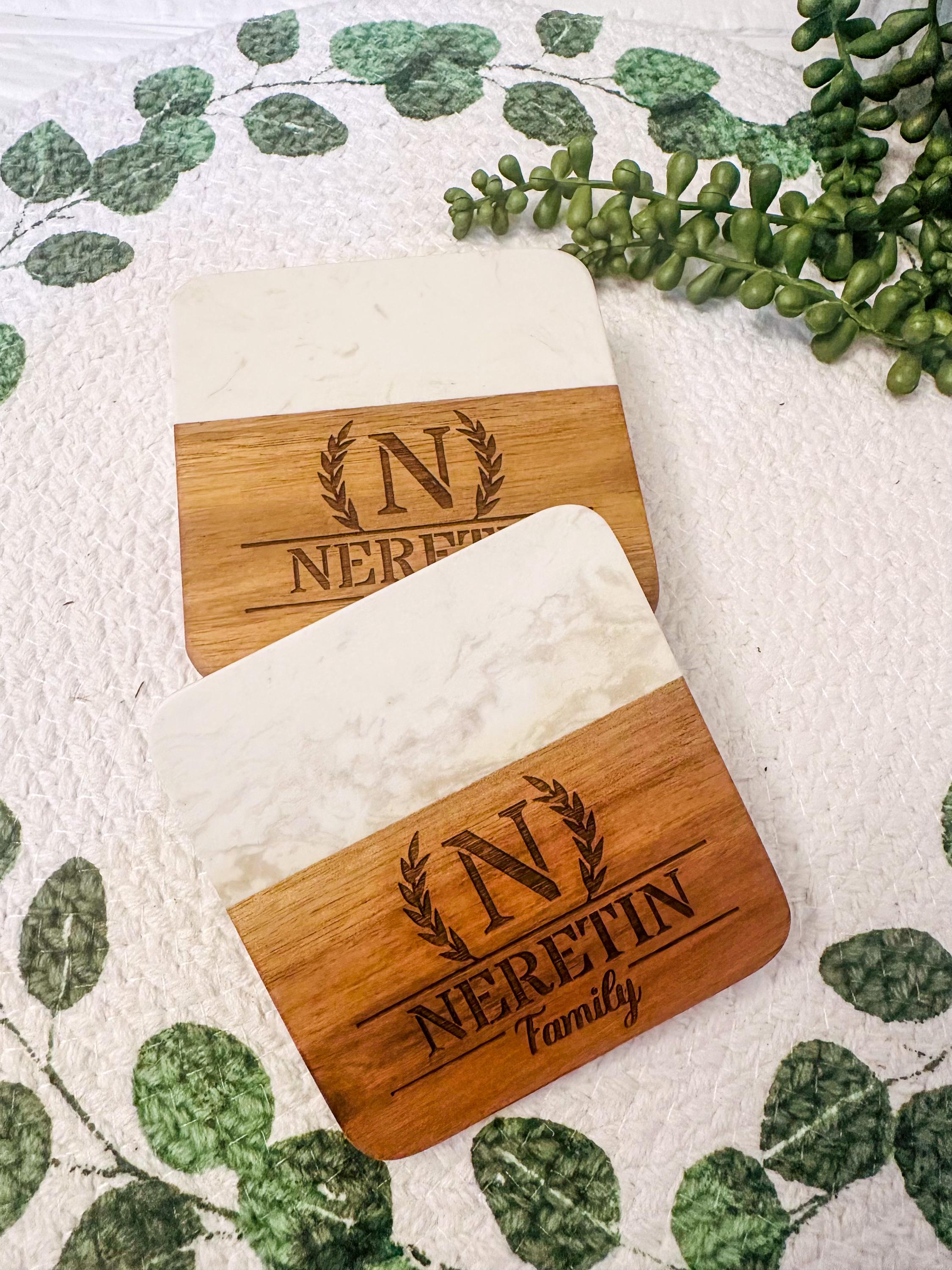 Engraved Custom Coasters, Personalised Coasters, Housewarming Gifts, Realtor Gifts, Drink Coasters,  Anniversary Gift, Wedding Gifts