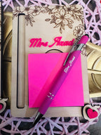 Post it Note Holder & Pen Set – Custom Engraved Desk Organizer – Teacher Gift, Office Decor, Coworker Gift, Boss Gift, Engraved Holder