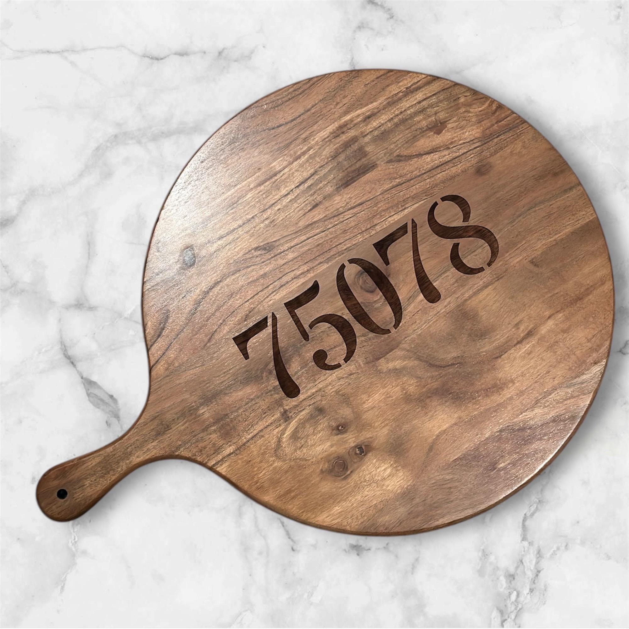 Personalized Acacia Wood Cutting Board, Custom Zip Code, Name, Business Logo, Laser Engraved Charcuterie Board, Realtor Gift, Housewarming