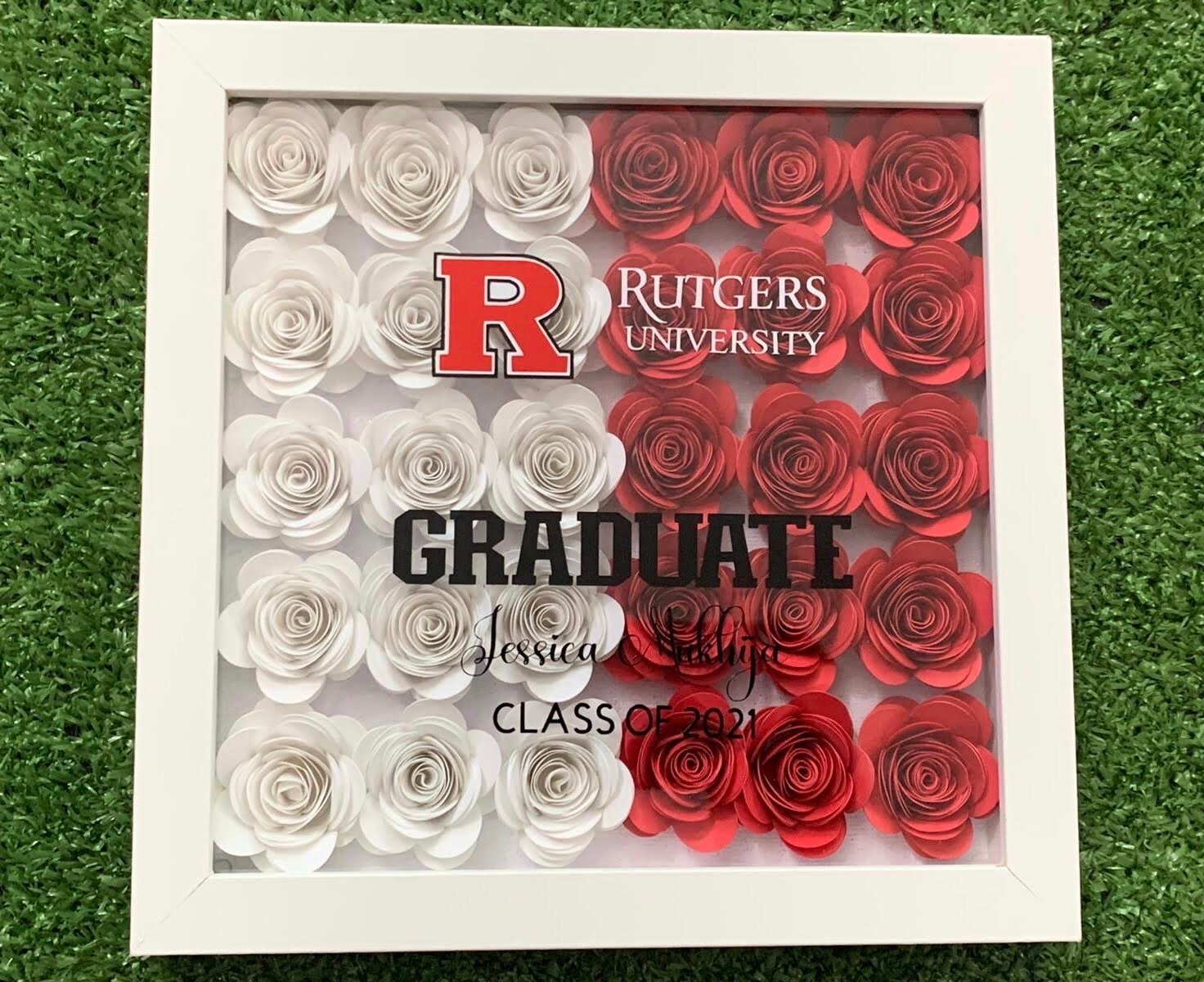 Graduation Paperflower Shadow Box, Graduation Keepsake, Graduation Gifts, Personalized Graduation Gifts, Class of 2024 Graduation shadow box