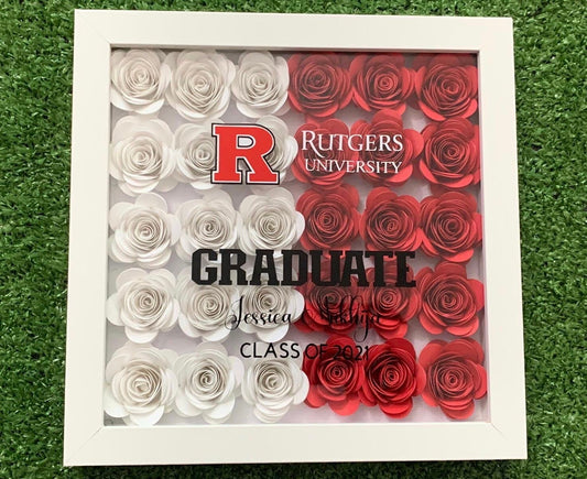 Graduation Paperflower Shadow Box, Graduation Keepsake, Graduation Gifts, Personalized Graduation Gifts, Class of 2024 Graduation shadow box