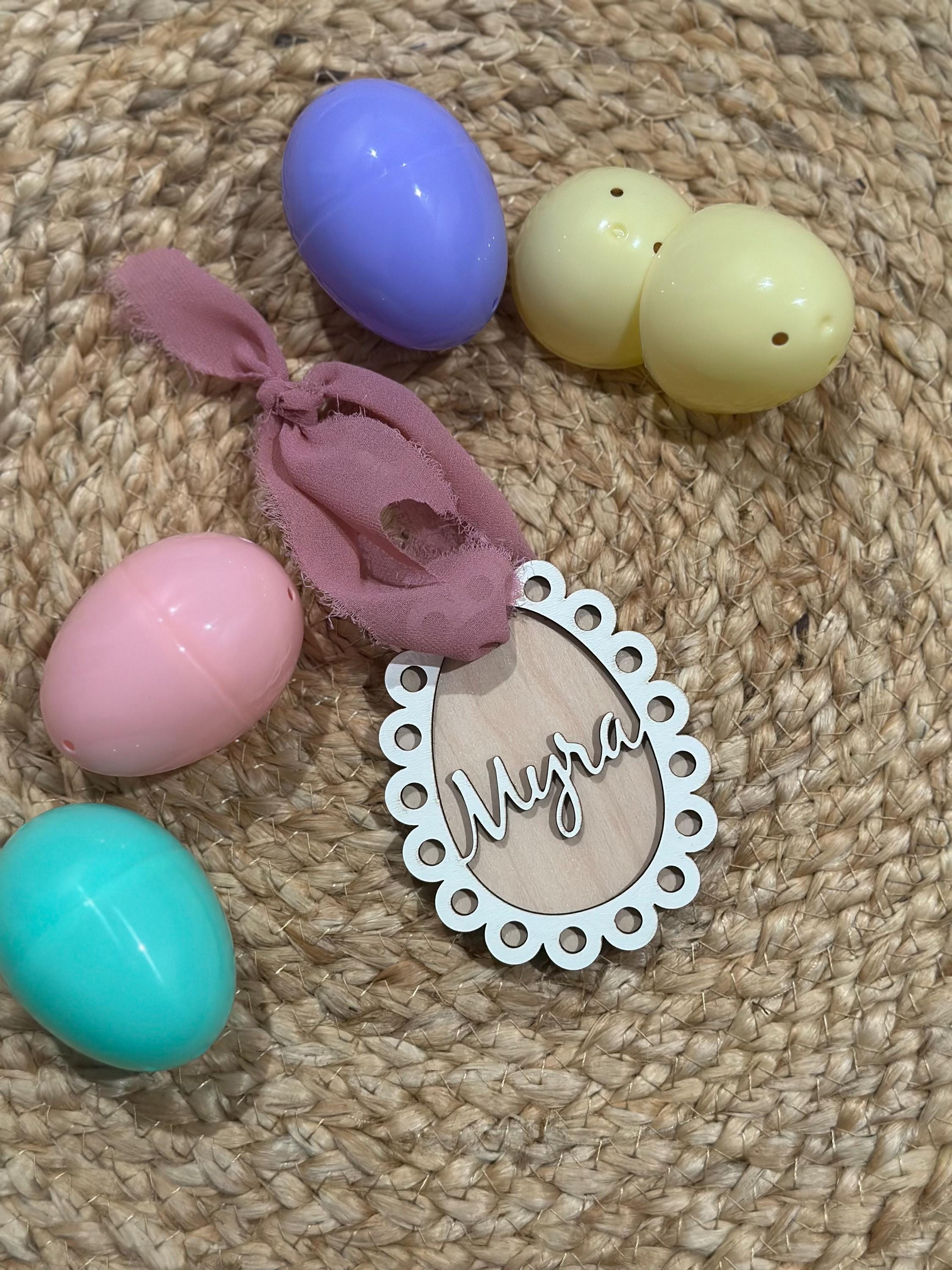 Personalized Easter Basket Tags | Custom Name Egg Ornaments | Laser Cut Wooden Easter Gift | Bunny Name Tag | Spring Decor | Basket tags
