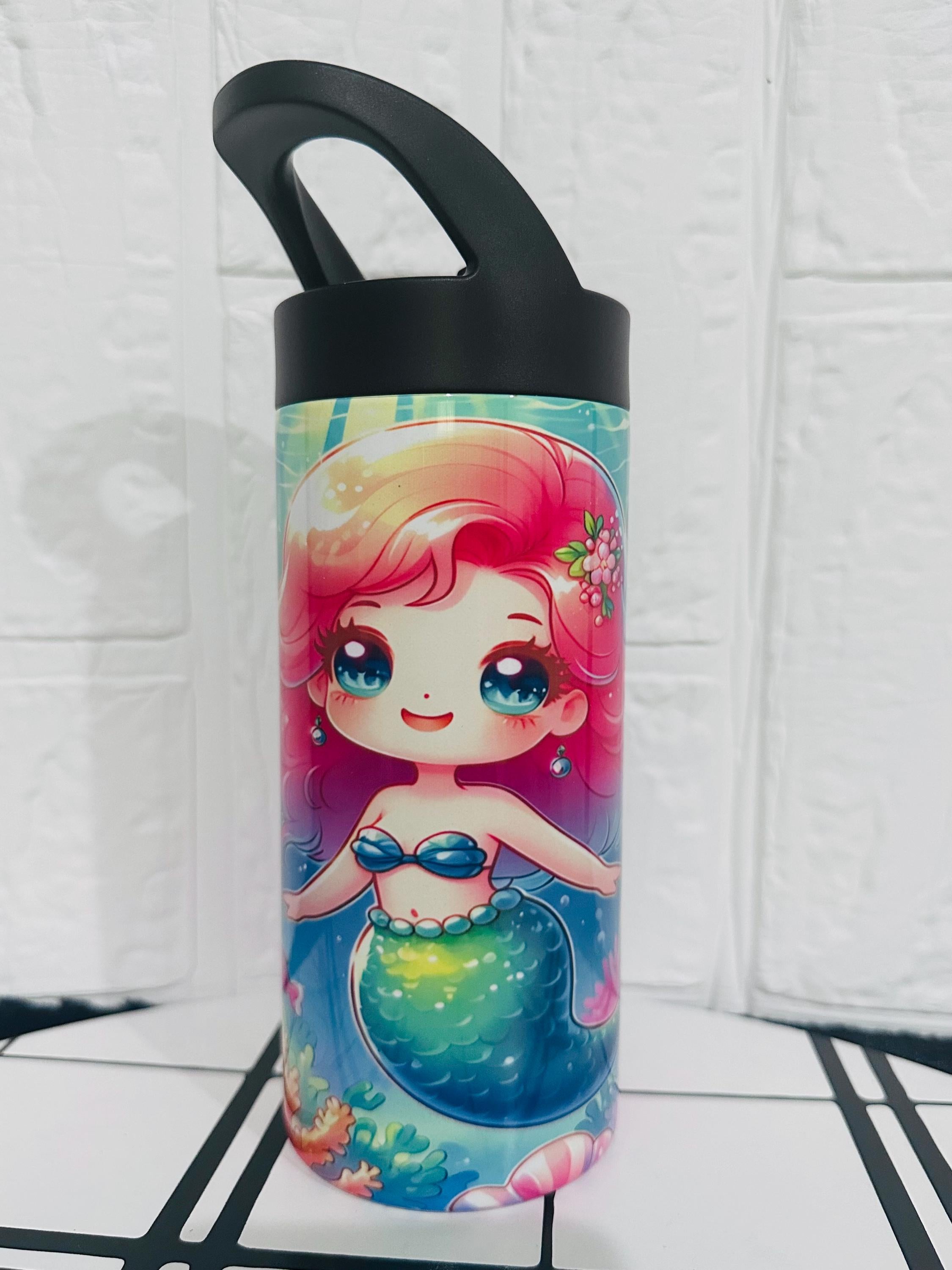 Mermaid Water Tumbler, Custom Water Tumbler, 16oz 20oz Custom Tumbler, Water Tumbler for Kids, School Water Bottle, Kids Return Gifts
