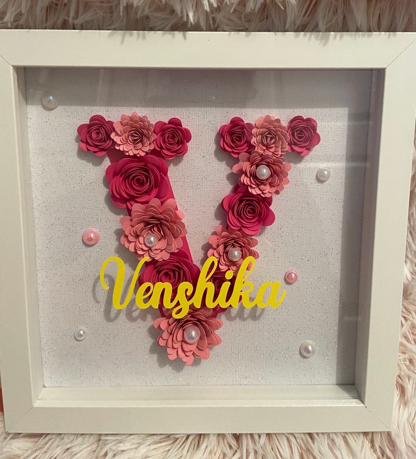 Personalised Initial Shadow Box, Custom Shadow Box, Paper flower Shadow Box, ShadowBox, Return Gifts, Initial Shadow Box, Birthday Gifts