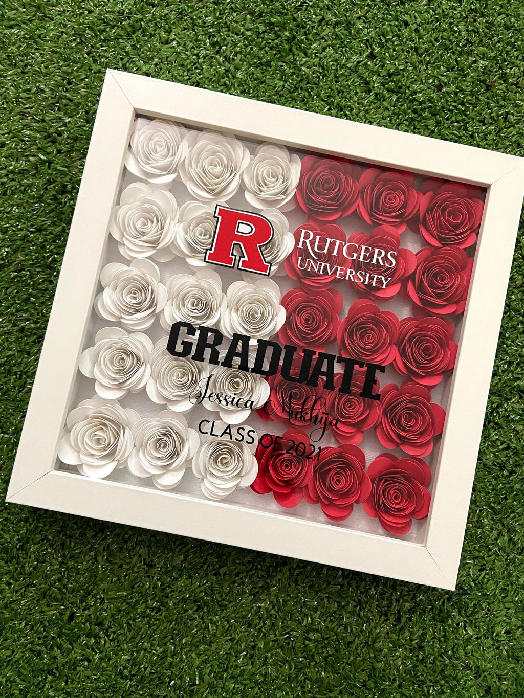 Graduation Paperflower Shadow Box, Graduation Keepsake, Graduation Gifts, Personalized Graduation Gifts, Class of 2024 Graduation shadow box